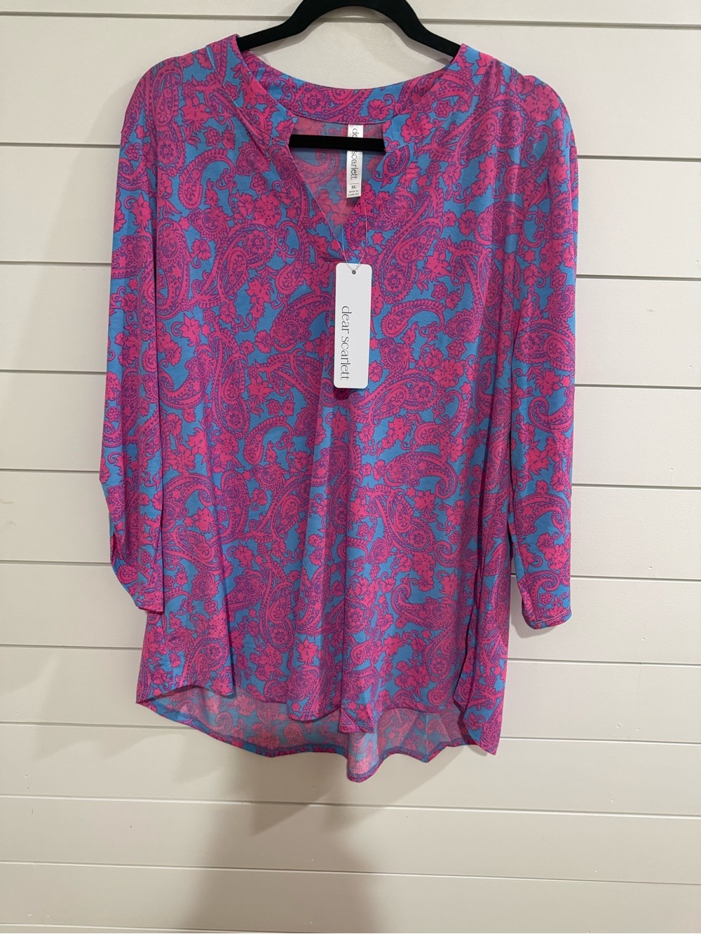 Dear Scarlett Pink & Blue Paisley Tunic Blouse